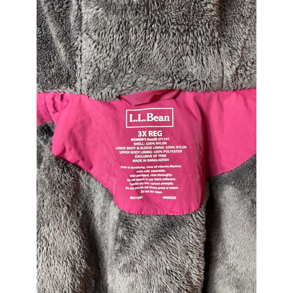 L.L. Bean Women's 3X Hooded Winter Coat Magenta Fleece Lined Parka - Picture 6 of 7